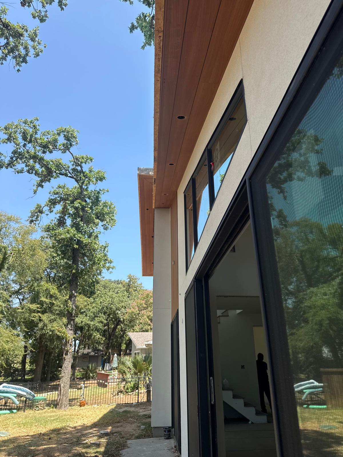 Detailed siding and exterior trim work on a custom home