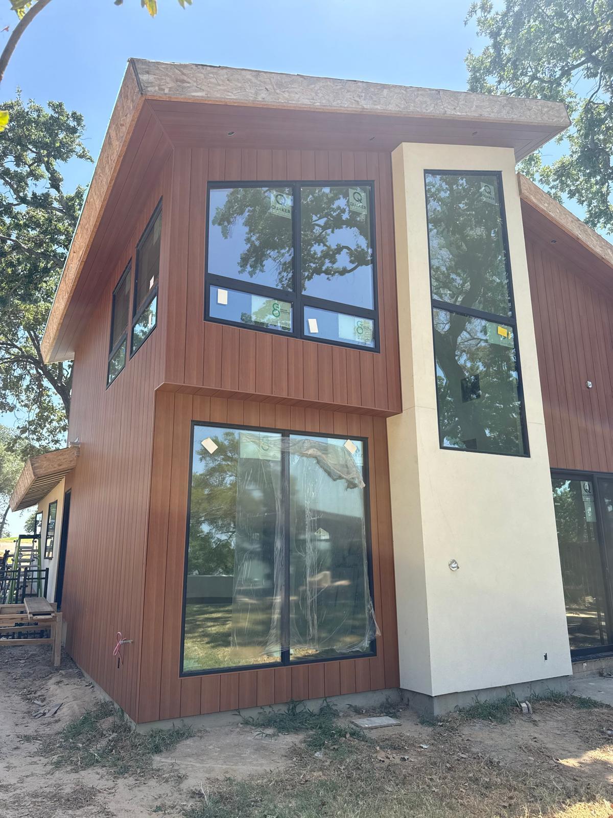 Modern board siding detail on a home exterior